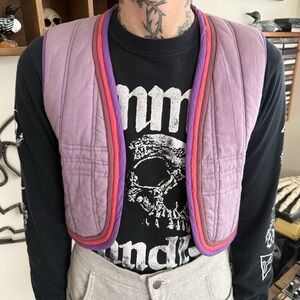 Vintage 70s 80s Purple Boxy Cotton Quilted Vest Made in India ~ Size Small